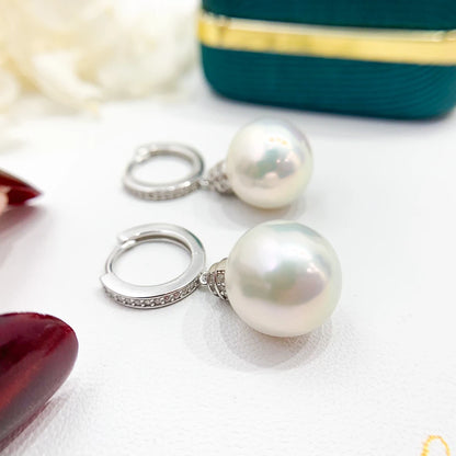 MeiBaPJ 10-11mm Big Natural Rice Pearls Fashion Drop Earrings 925 Silver Fine Wedding Jewelry for Women