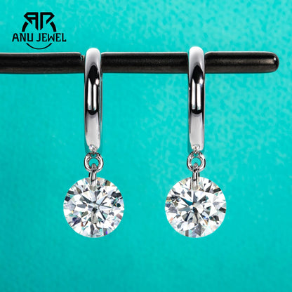 AnuJewel 4cttw Moissanites Hoop Women's Earrings 925 Sterling Silver Lab Created Diamond Drop Earrings Women Jewelry Wholesale