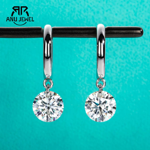 AnuJewel 4cttw Moissanites Hoop Women's Earrings 925 Sterling Silver Lab Created Diamond Drop Earrings Women Jewelry Wholesale