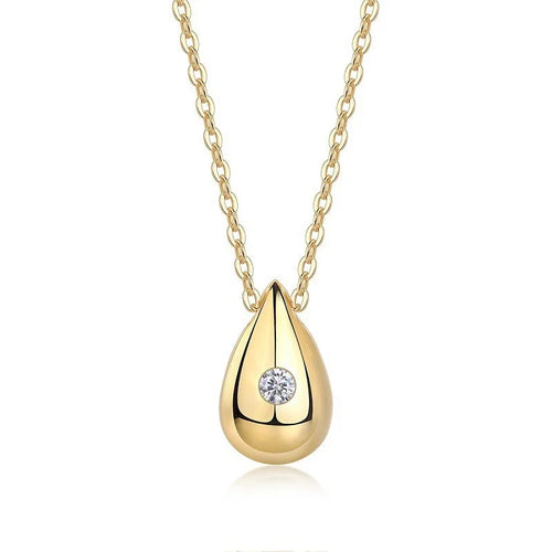ZFSILVER S925 Sterling Silver Fashion Trendy Moissanite Gold Waterdrop Necklace For Women Wedding Charm Jewelry Match-all N14902