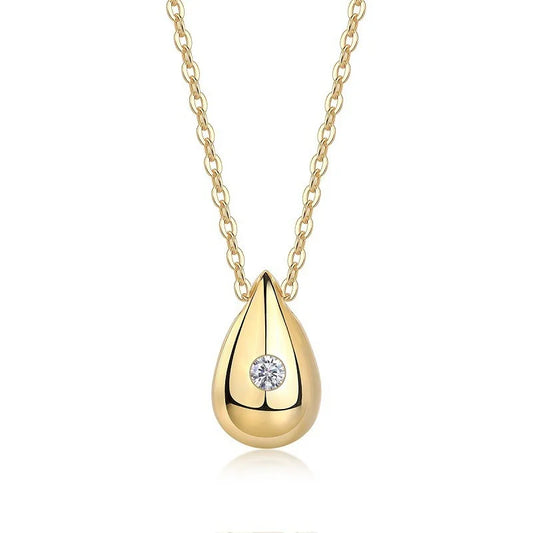 ZFSILVER S925 Sterling Silver Fashion Trendy Moissanite Gold Waterdrop Necklace For Women Wedding Charm Jewelry Match-all N14902