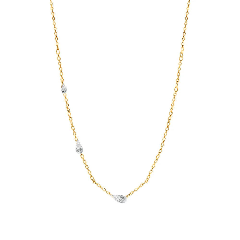 TBCYD 9ct Pear Cut Waterdrop Moissanite Necklace for Women S925 Silver Tilt Waterdrop Pendant Diamond Fashion Party Jewelry