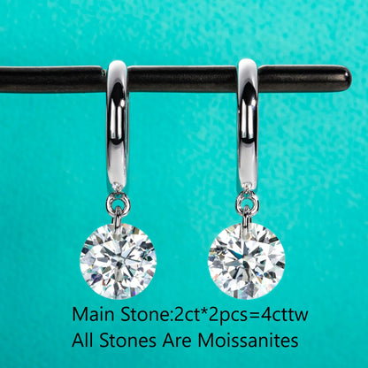 AnuJewel 4cttw Moissanites Hoop Women's Earrings 925 Sterling Silver Lab Created Diamond Drop Earrings Women Jewelry Wholesale
