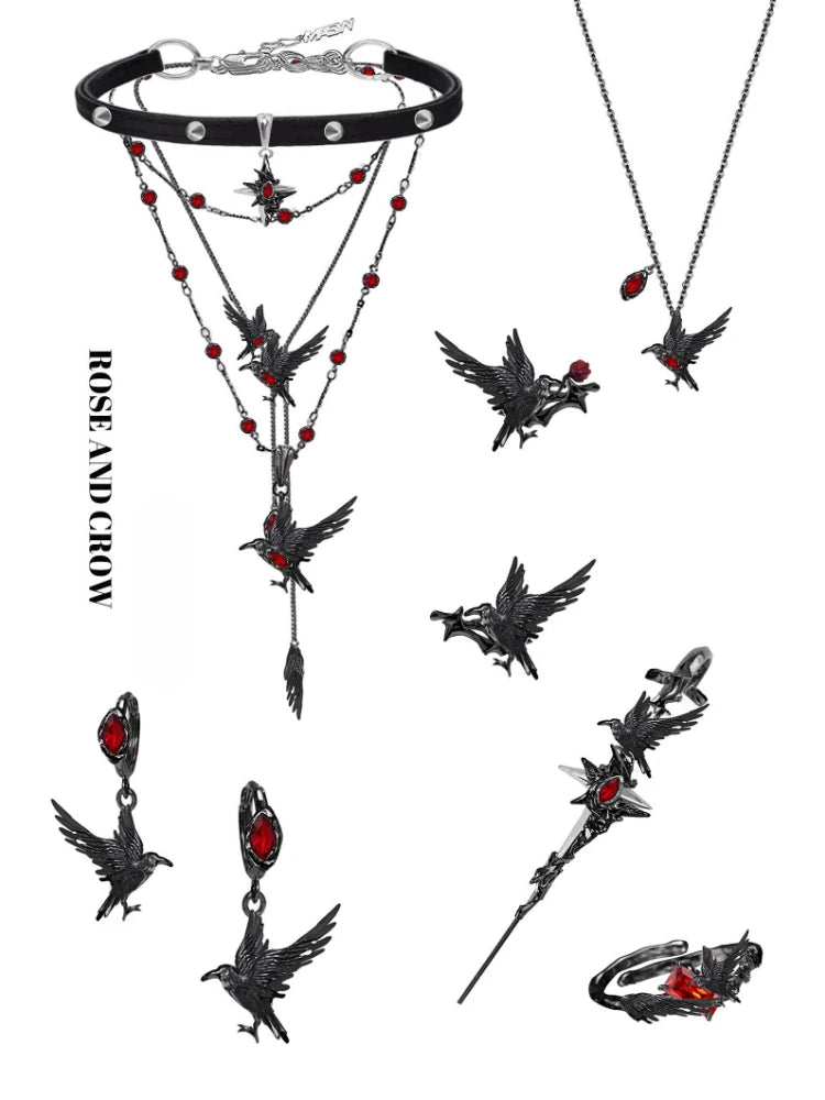 MASW Original Design Hiphop Cool Hot Girl Style Red Crystal Black Bird Drop Earrings For Women Party Gift Modern Jewelry