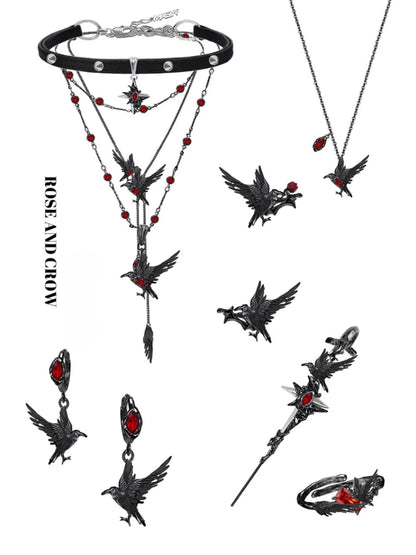 MASW Original Design Hiphop Cool Hot Girl Style Red Crystal Black Bird Drop Earrings For Women Party Gift Modern Jewelry