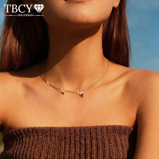 TBCYD 9ct Pear Cut Waterdrop Moissanite Necklace for Women S925 Silver Tilt Waterdrop Pendant Diamond Fashion Party Jewelry