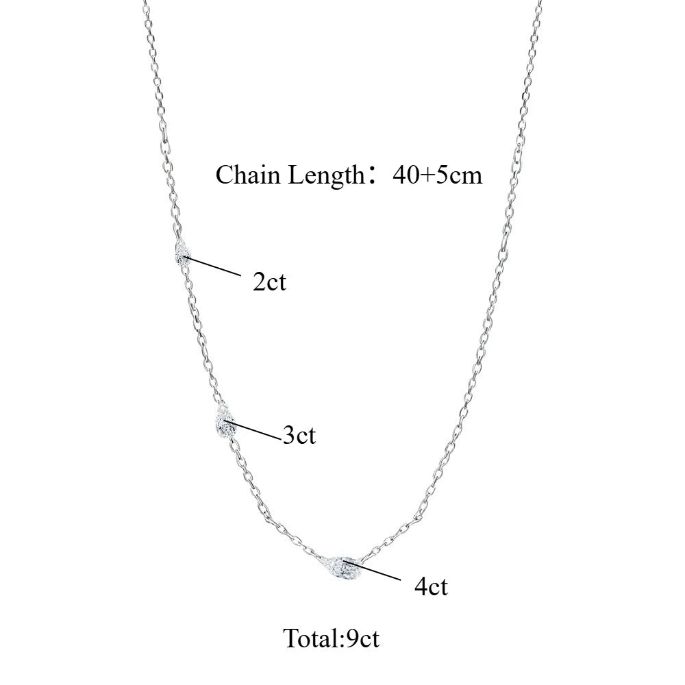 TBCYD 9ct Pear Cut Waterdrop Moissanite Necklace for Women S925 Silver Tilt Waterdrop Pendant Diamond Fashion Party Jewelry