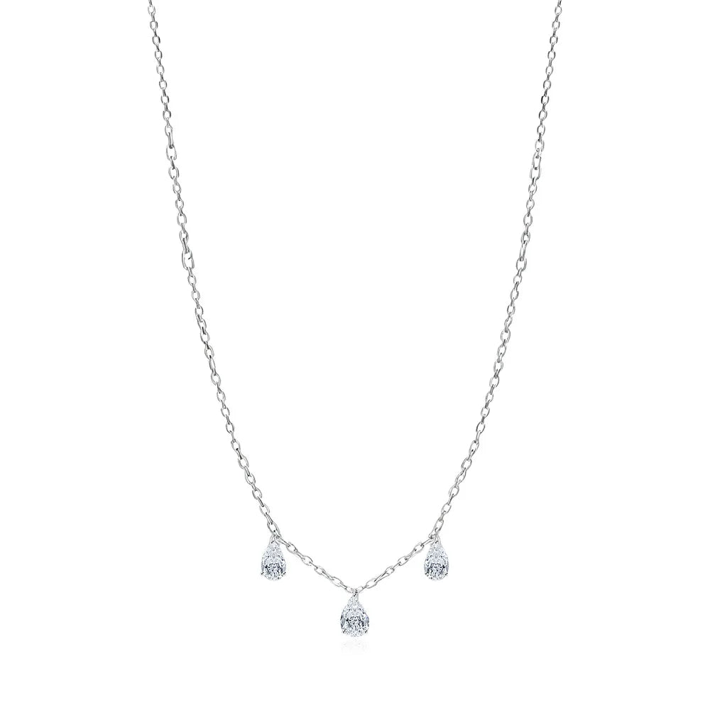 TBCYD 9ct Pear Cut Waterdrop Moissanite Necklace for Women S925 Silver Tilt Waterdrop Pendant Diamond Fashion Party Jewelry
