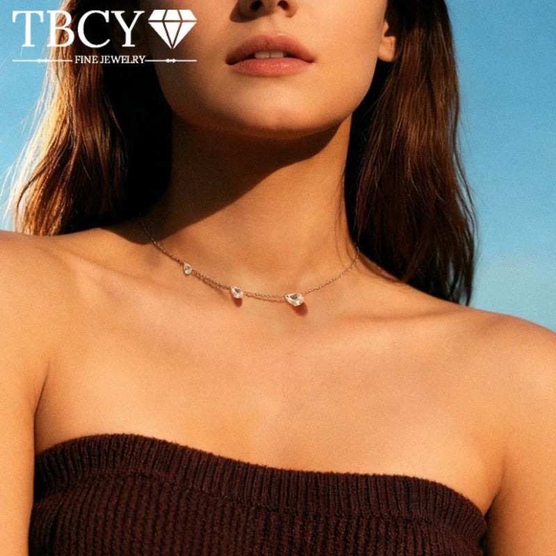 TBCYD 9ct Pear Cut Waterdrop Moissanite Necklace for Women S925 Silver Tilt Waterdrop Pendant Diamond Fashion Party Jewelry
