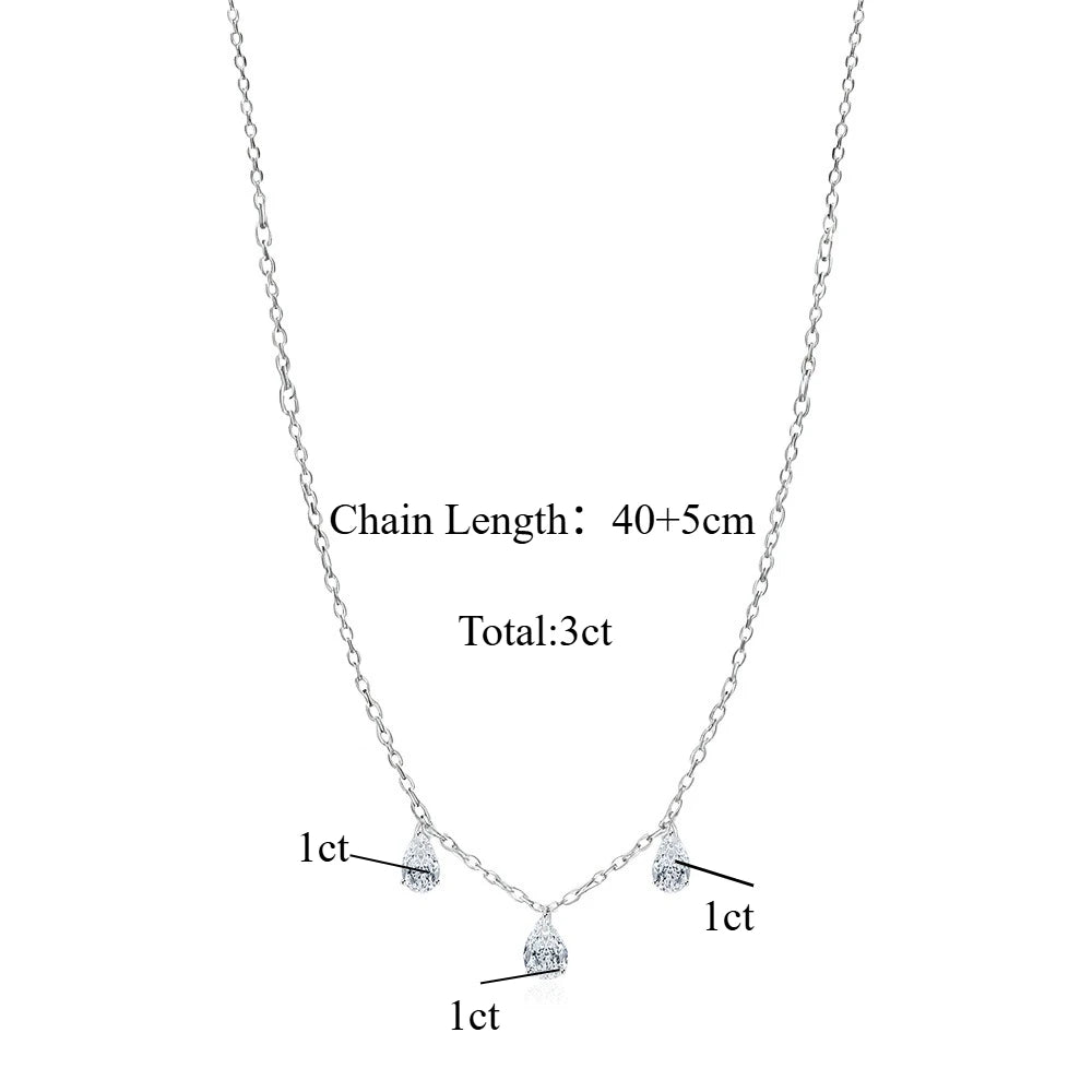 TBCYD 9ct Pear Cut Waterdrop Moissanite Necklace for Women S925 Silver Tilt Waterdrop Pendant Diamond Fashion Party Jewelry