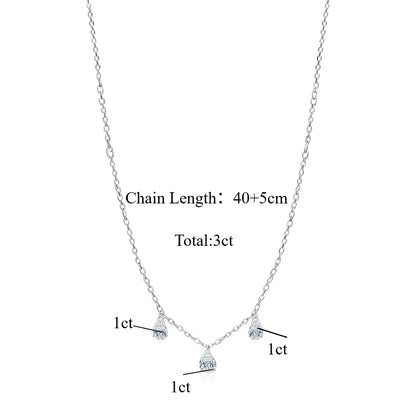 TBCYD 9ct Pear Cut Waterdrop Moissanite Necklace for Women S925 Silver Tilt Waterdrop Pendant Diamond Fashion Party Jewelry