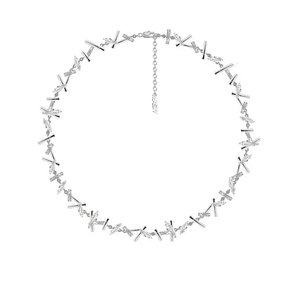MASW Original Design Delicate Style One Layer Metallic Silver Plated Zircon Necklace For Women Girl Gift Fashion Jewelry